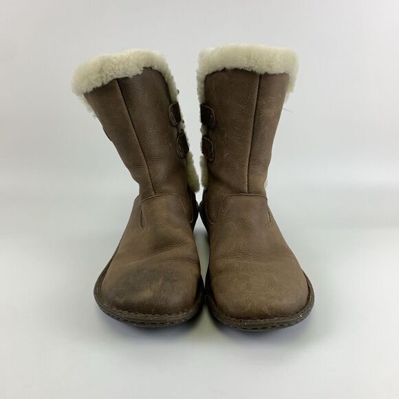 UGG Akadia Boot Brown Leather Sheepskin Shearling Lined Pull On 1007760 Womens 7 - Picture 3 of 14